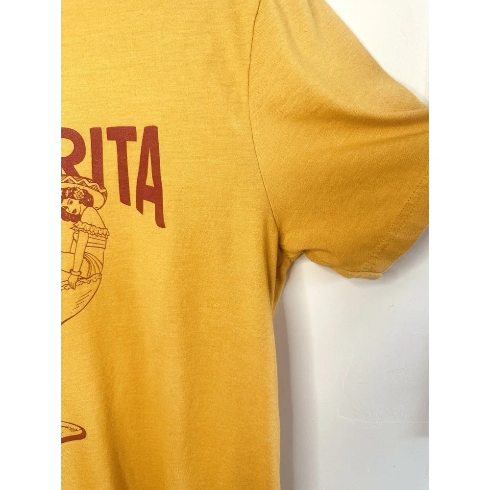 Margarita Bottoms Up T-Shirt L Mustard Yellow Retro Pinup Graphic Bella Canvas - Picture 6 of 7